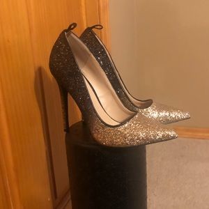 Justfab gold and black sparkly heels
